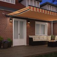 Сгъваем навес с жълто и оранжево 500 × 300 cm текстил