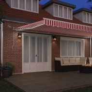 Сгъваем навес Червено и бяло 600 × 300 cm Текстил и Метал