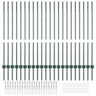 Оградни стълбове 22 pcs Зелен 160 cm Стомана