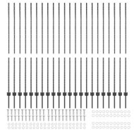 Оградни стълбове 44 pcs Сив 200 cm Стомана