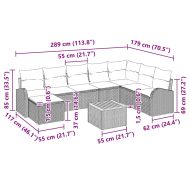 Градински Софа Комплект с възглавница 9 pcs Сив Полиратан