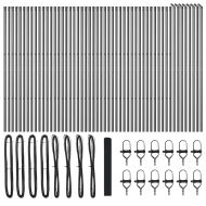 Стълб за ограда. Сив 100 x 1 м (12 x 12 мм мрежа) Стомана и PVC
