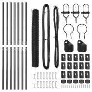 Стълб за ограда. Сив 10 x 1 м (50 мм мрежа) Стомана и PVC