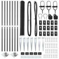 Стълб за ограда. Сив 10 x 1,2 м (25 мм мрежа) Стомана и PVC