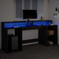 Бюро с чекмедже Черен дъб 200 x 55 x 91 см Инженерно дърво