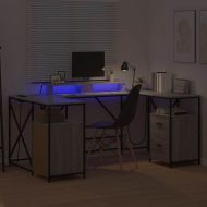 Бюро с чекмедже Сив Сонома 182 x 101 x 87,5 см Инженерно дърво