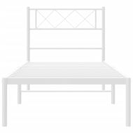 Метална рамка за легло с горна табла, бяла, 90x190 см