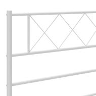 Метална рамка за легло с горна табла, бяла, 90x190 см