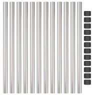 Оградни стълбове 12 pcs Сребрист 90 cm Прахово покритие стомана