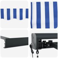 Прибираща се тента синьо и бяло 4x3 м плат и алуминий