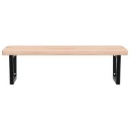 Стенен рафт за мивка, стомана и масивно дърво дъб