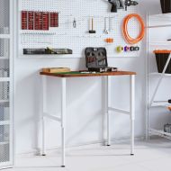 Работна маса тъмнокафяв 100x60x(71,5-98) см дъб масив