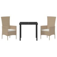 Комплект за хранене в градината 3 pcs Бежово полиратан