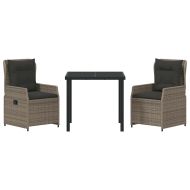 Комплект за хранене в градината 3 pcs Сив полиратан