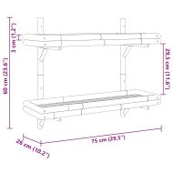 Стенен рафт с рафт със съхранение Кафяво 75 x 26 x 60 см бамбук