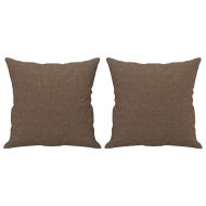 3-местен диван с декоративни възглавници кафяв плат 180 см