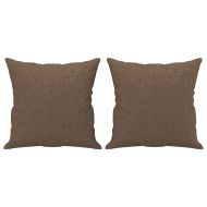 Комплект дивани 3 части с възглавници кафяв текстил