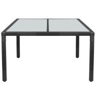 Градинска маса, черна, 150x90x75 cм, полиратан