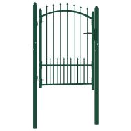 Оградна врата с шипове, стомана, 100x125 см, зелена