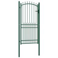 Оградна врата с шипове, стомана, 100x200 см, зелена