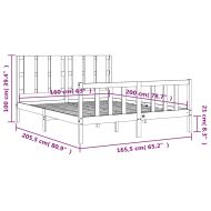 Рамка за легло без матрак, бял, 160x200 см, бор масив