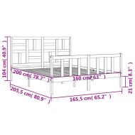 Рамка за легло без матрак, бял, 160x200 см, бор масив