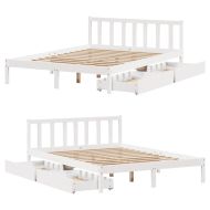 Рамка за легло без матрак, бял, 160x200 см, бор масив