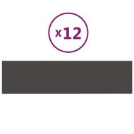 Стенни панели, 12 бр, тъмносиви, 60x15 см, плат, 1,08 м²