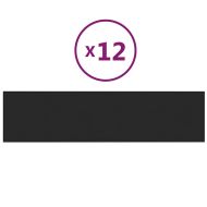 Стенни панели, 12 бр, черни, 60x15 см, плат, 1,08 м²