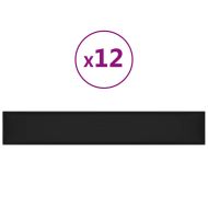 Стенни панели, 12 бр, черни, 90x15 см, изкуствена кожа, 1,62 м²
