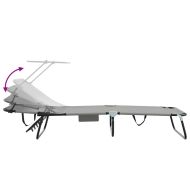 Сгъваем шезлонг с възглавница Сив 56 x 190 x 81cm текстил