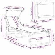 Сгъваем шезлонг с възглавница Сив 56 x 190 x 81cm текстил