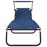 Сгъваем шезлонг 2-човек 2 pcs Синьо 56 x 190 x 81cm текстил