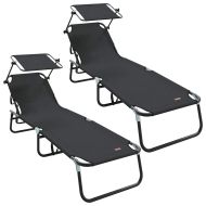 Сгъваем шезлонг 2-човек 2 pcs Черно 56 x 190 x 81cm текстил