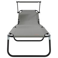 Сгъваем шезлонг с възглавница 2 pcs Сив 56 x 190 x 81cm текстил