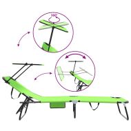 Сгъваем шезлонг 2-човек 2 pcs Зелен 56 x 190 x 81cm текстил