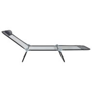 Сгъваем шезлонг 1-човек Сив 182 x 55 x 85.5 см Textilene