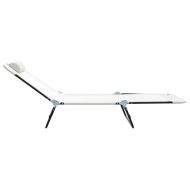 Сгъваем шезлонг 2-човек 2 pcs Крем 182 x 55 x 85.5 см Textilene