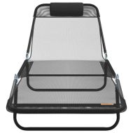 Сгъваем шезлонг 2 pcs Черно 182 x 55 x 85.5 см Textilene