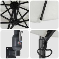 Градински парасол Бежов и черен 248 x 248 x 148 см