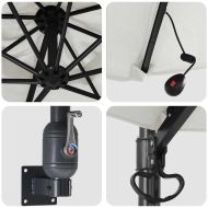 Градински парасол Бежов и черен 248 x 248 x 148 см