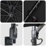 Градински парасол Черно 248.5 x 247.5 x 160 см текстил