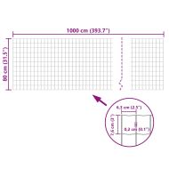 Оградна мрежа, стомана, 10 x 0,8 м, зелена