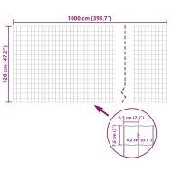Оградна мрежа, стомана, 10 x 1,2 м, зелена