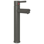 Мивка за баня с кран и сифон, кафяво закалено стъкло