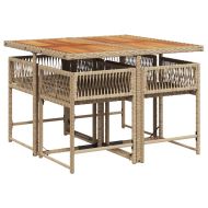 Градински комплект с възглавници, 5 части, бежов полиратан