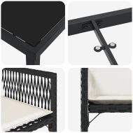 Комплект за хранене в градината 5 pcs Черно полиратан