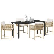 Комплект за хранене в градината 5 pcs Бежово полиратан