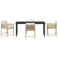 Комплект за хранене в градината 5 pcs Бежово полиратан