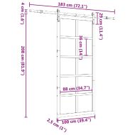 Преплъзваща се врата Кафяво 100 x 208 см Борово дърво масив